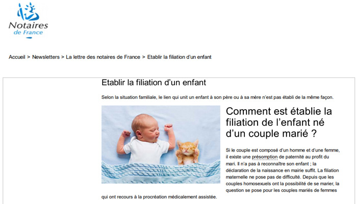 Etablir la filiation d'un enfant