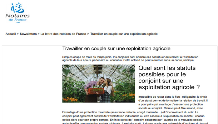 Travailler en couple sur une exploitation agricole